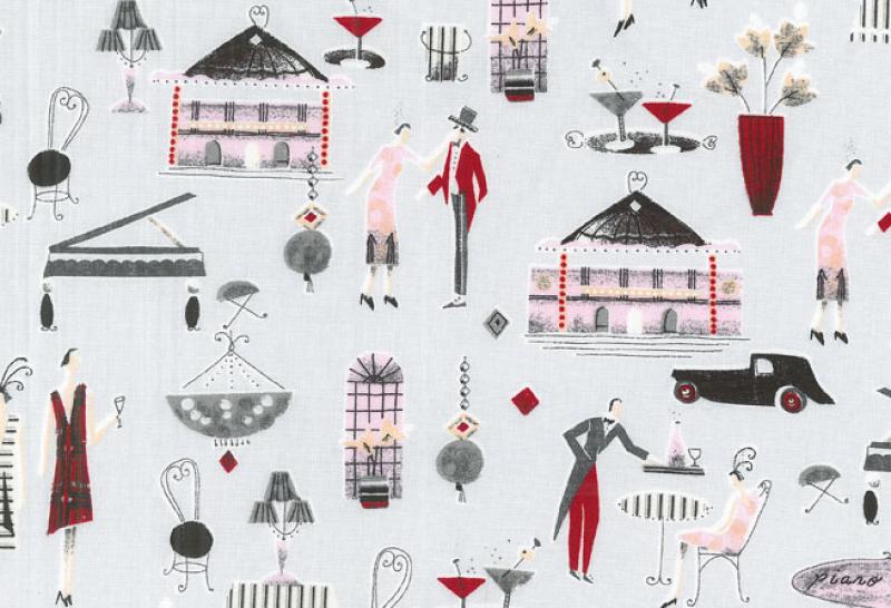 (Bild für) Druckstoff Paris blau-bunt - 150cm - zum Schließen ins Bild klicken